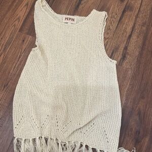 Ivory fringe sweater